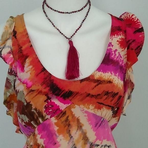 Ali Ro Fitted Dress Ruffled Multi Colored - Picture 2 of 8